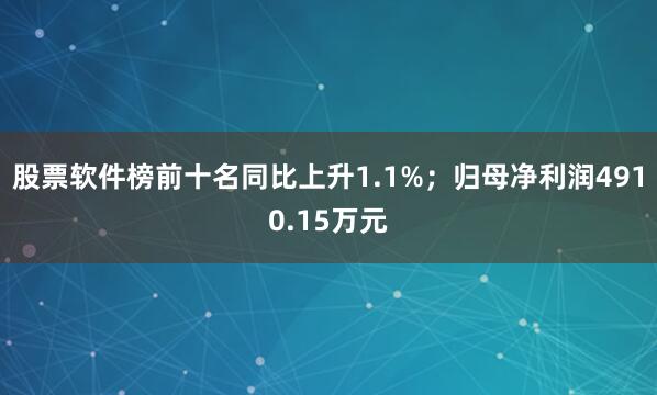股票软件榜前十名同比上升1.1%；归母净利润4910.15万元